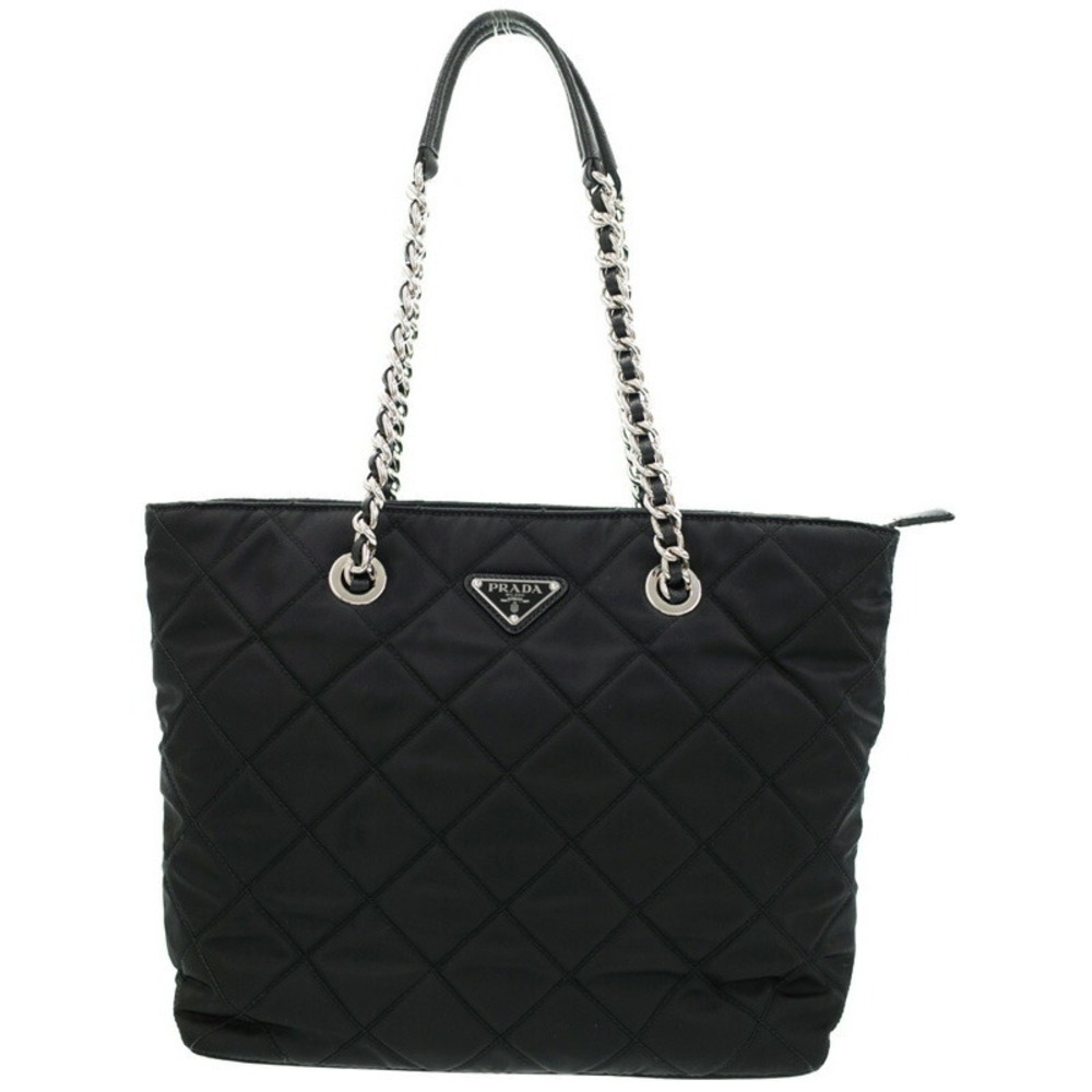 Prada Quilted Chain Tote Bag Black